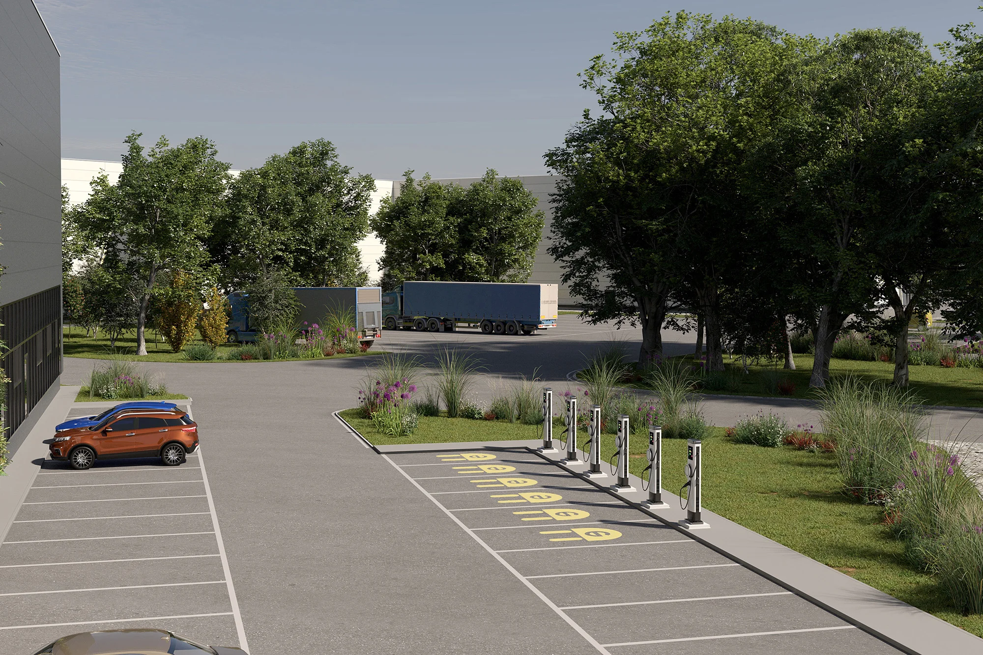 Vista parcheggi auto green per vetture elettriche weerts venezia park weerts logistcs park - WLP Venice Park